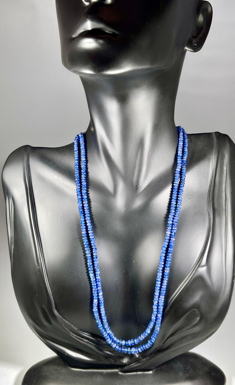 105 Carat Natural Sapphire Bead TwoStrand Necklace Sterling Silver