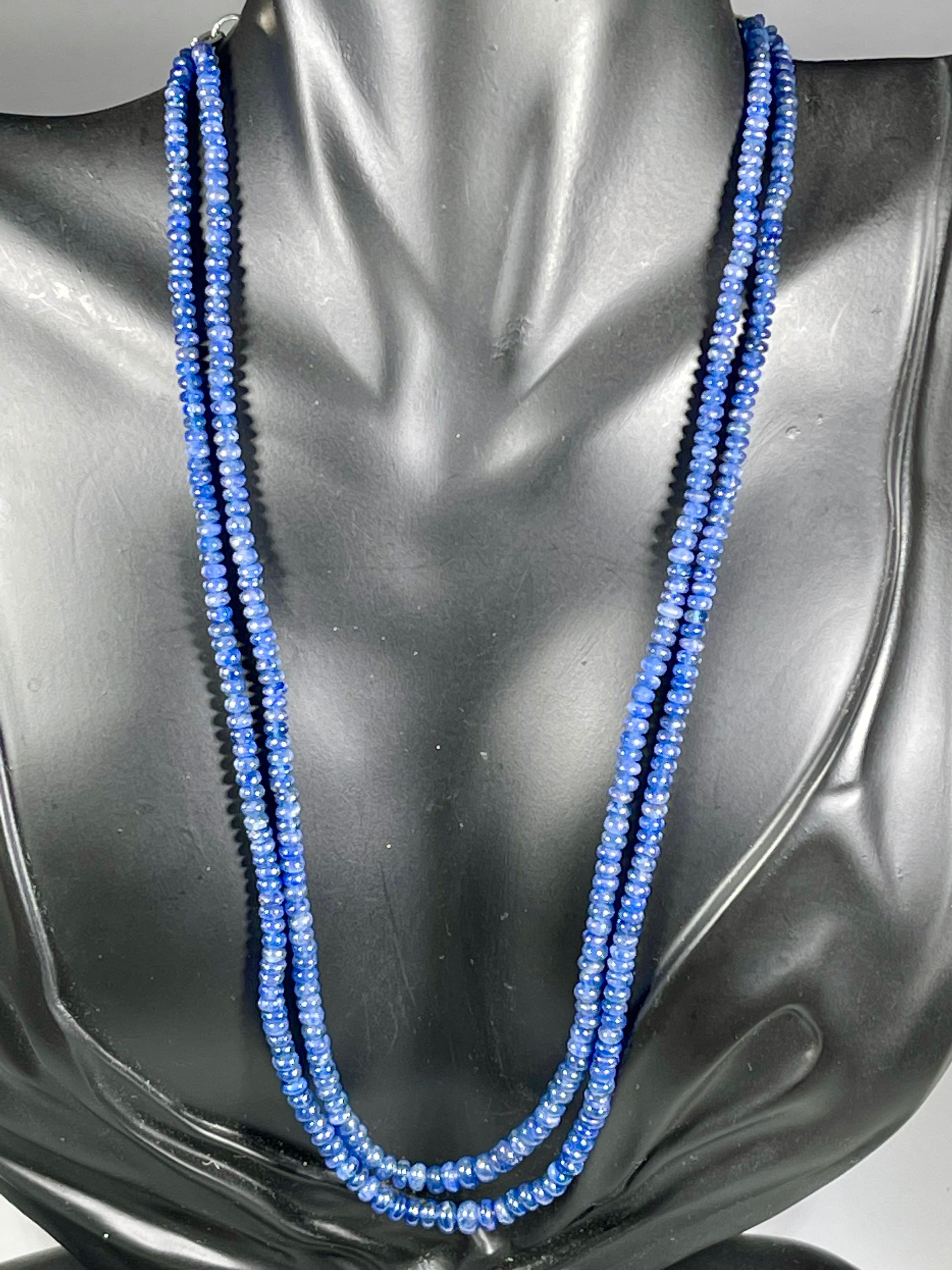 105 Carat Natural Sapphire Bead Two-Strand Necklace Sterling Silver Clasp For Sale 10