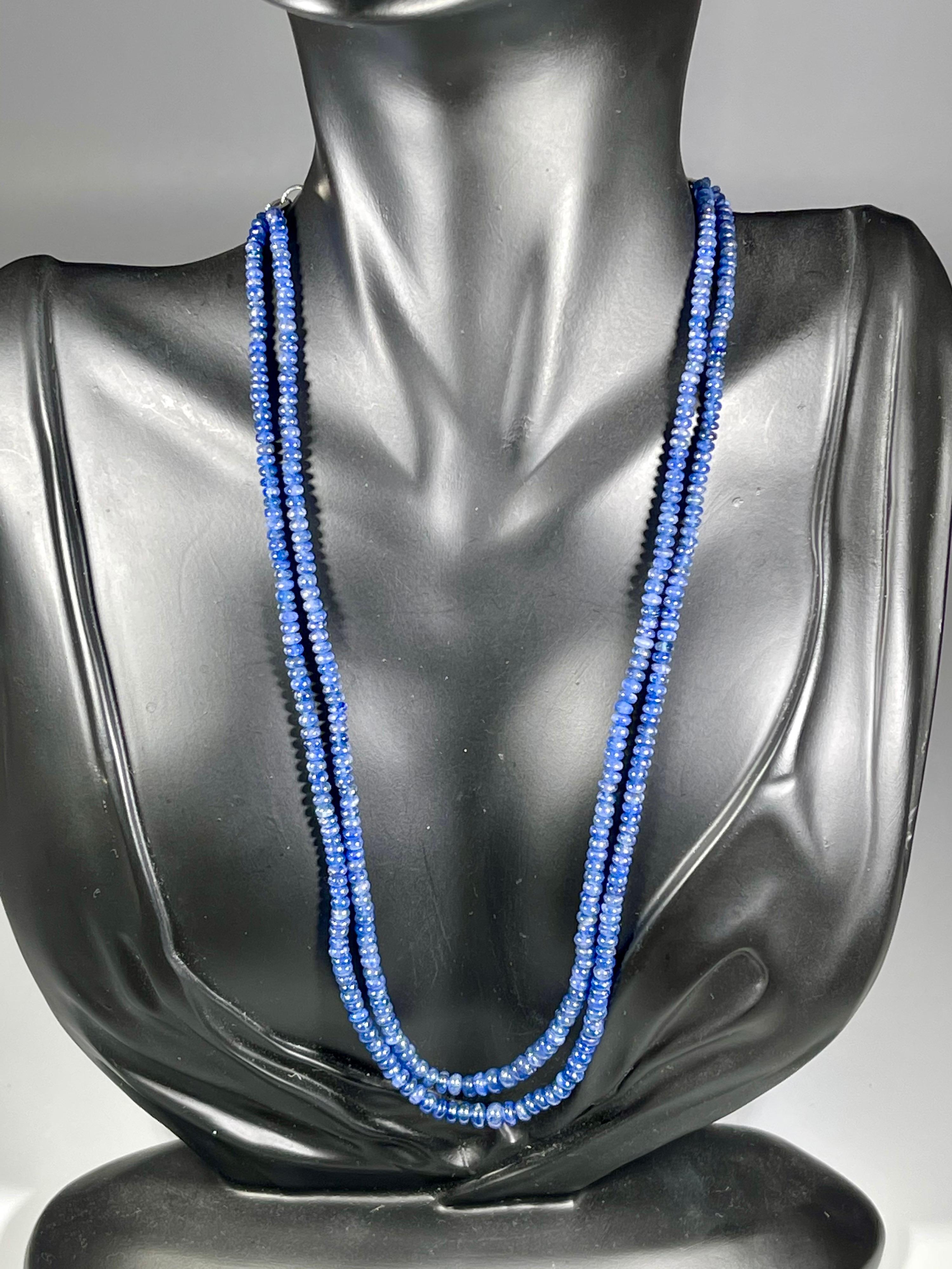105 Carat Natural Sapphire Bead Two-Strand Necklace Sterling Silver Clasp For Sale 11
