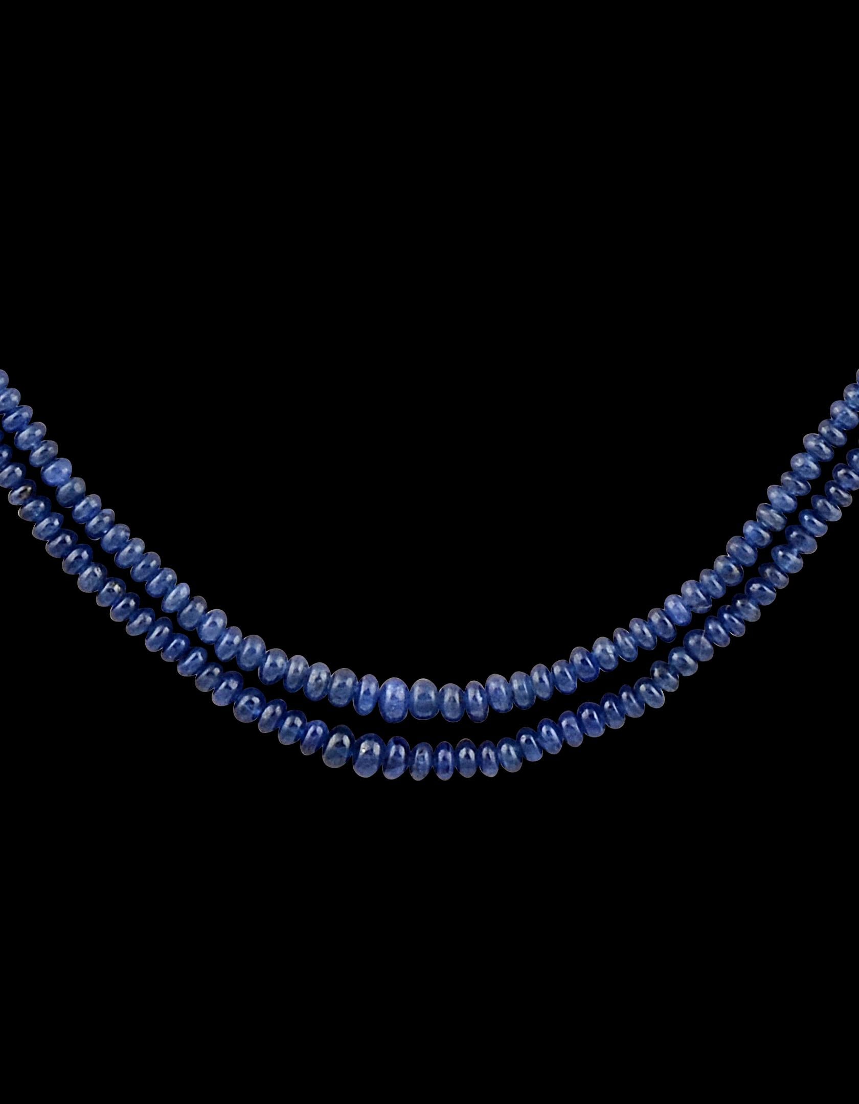 105 Carat Natural Sapphire Bead Two-Strand Necklace Sterling Silver Clasp For Sale 1