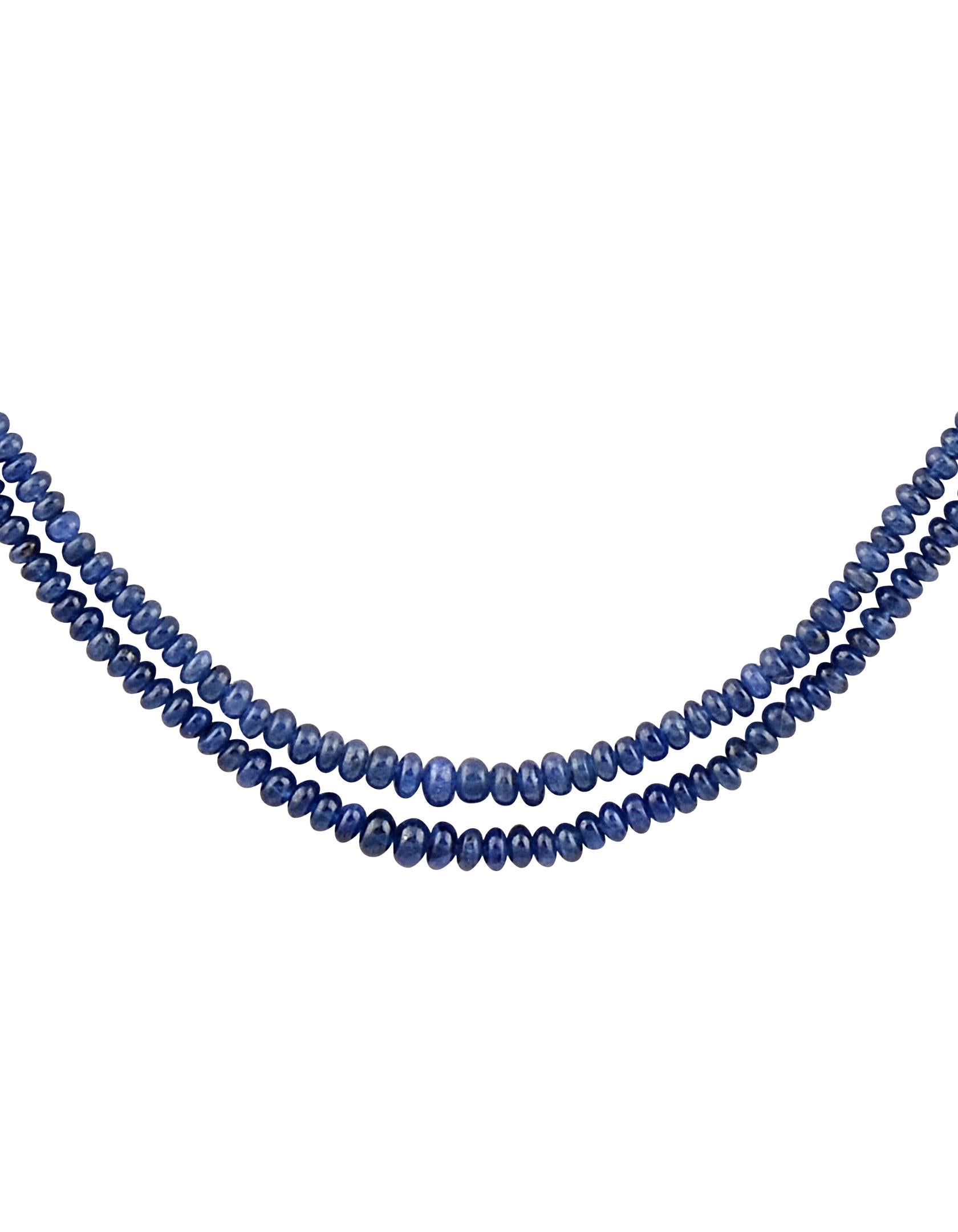 Women's 105 Carat Natural Sapphire Bead Two-Strand Necklace Sterling Silver Clasp For Sale