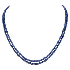 105 Carat Natural Sapphire Bead Two-Strand Necklace Sterling Silver Clasp