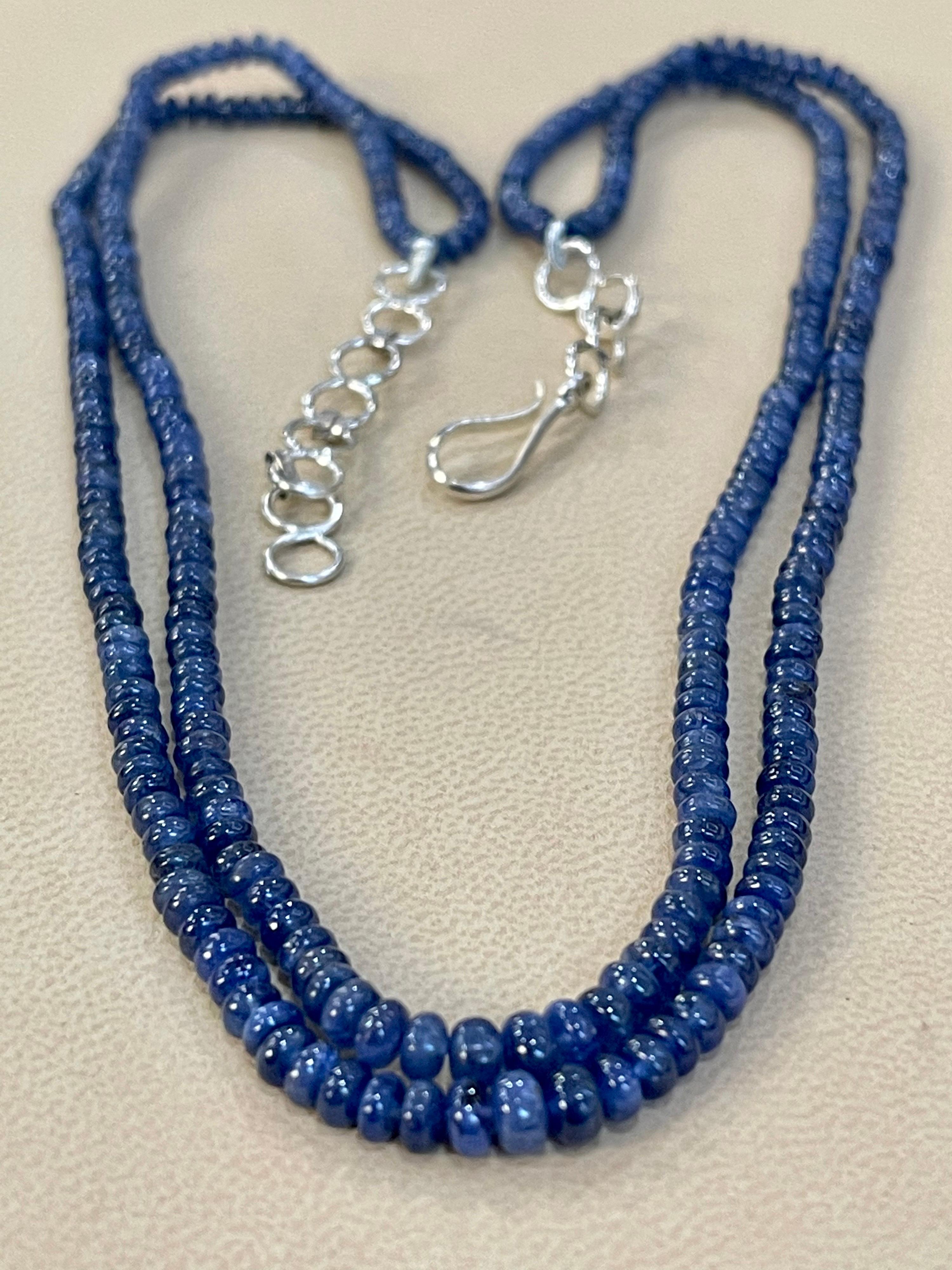 Natural  approximately  105 Ct Natural Sapphire  Bead double  Strand Necklace sterling silver adjustable clasp
All natural beads , no color enhancement
14