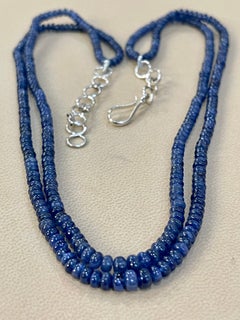 105 Carat Natural Sapphire Bead Two-Strand Necklace Sterling Silver Clasp