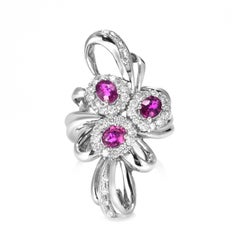 1.05 Carat Natural Unheated Rubies and Diamond Cocktail Ring made in Platinum