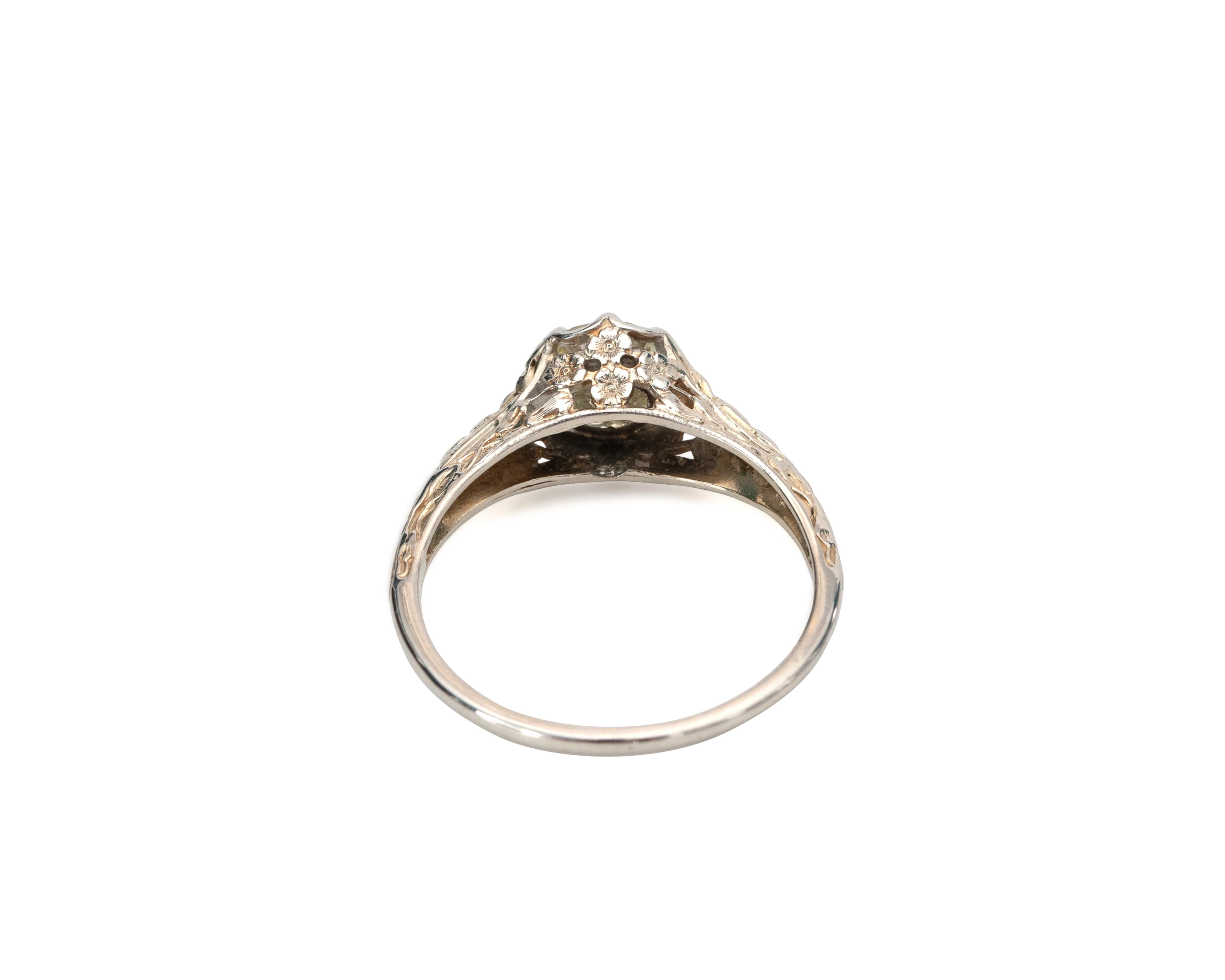 Old European Cut 1.05 Carat Old Cut Diamond Deco 18 Karat Gold Filigree Vintage Engagement Ring