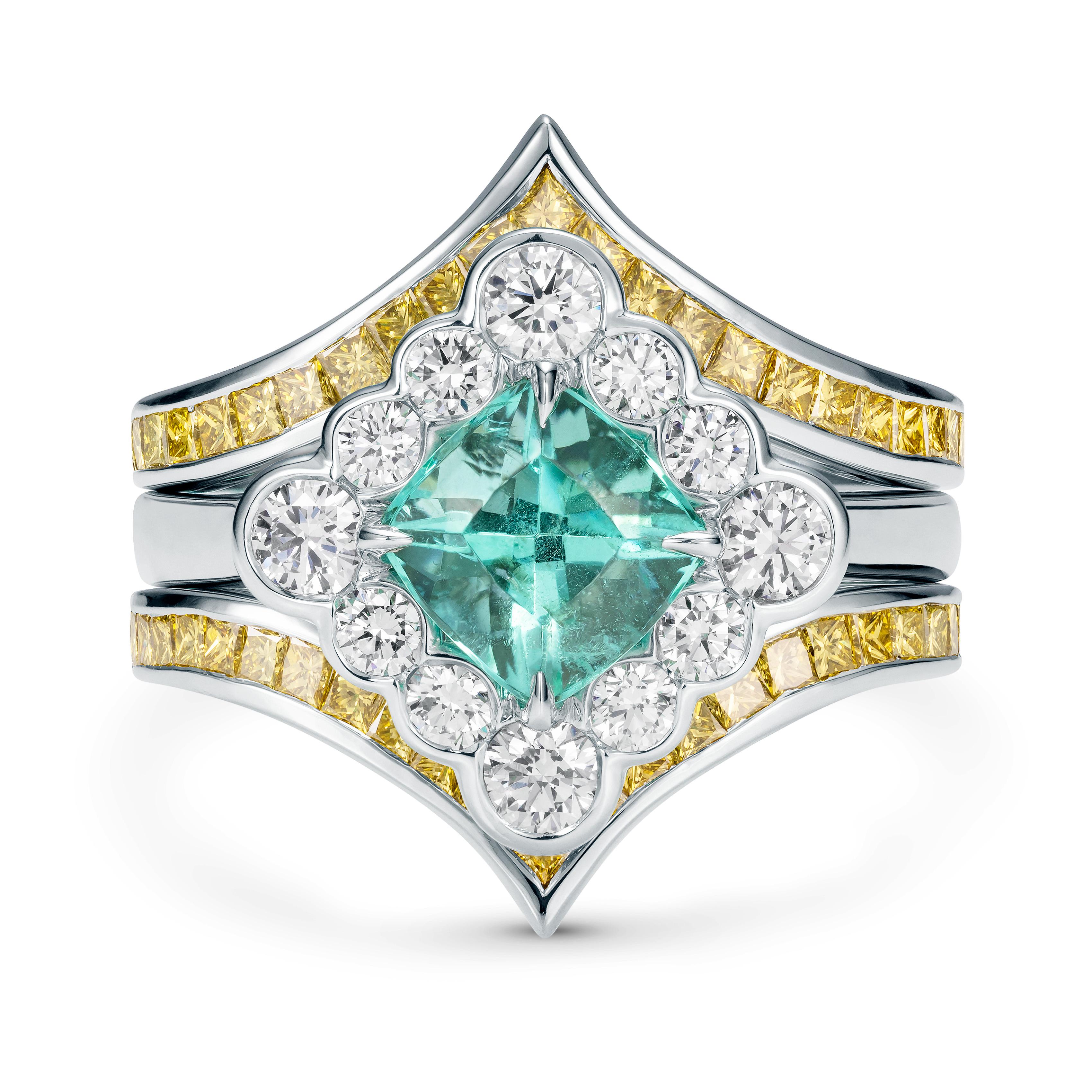 Marcel Salloum 1.05 Carat Paraiba Tourmaline Diamond Engagement Ring in Platinum For Sale 1