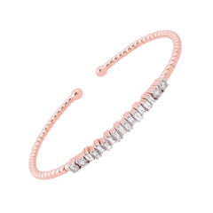 1,05 Karat runder & Baguette-Diamant-Manschettenarmreif aus 18 Karat Roségold