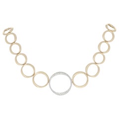 1.05 Carat Round Brilliant Diamond Necklace, 14 Karat Yellow Gold Circle Link