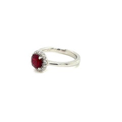 1.05 Carat Round Brilliant Ruby and Diamond Ring in Platinum