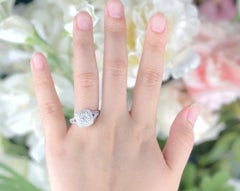 1.05 Carat Round Cut Natural Diamond Double Halo Engagement Ring 14K White Gold