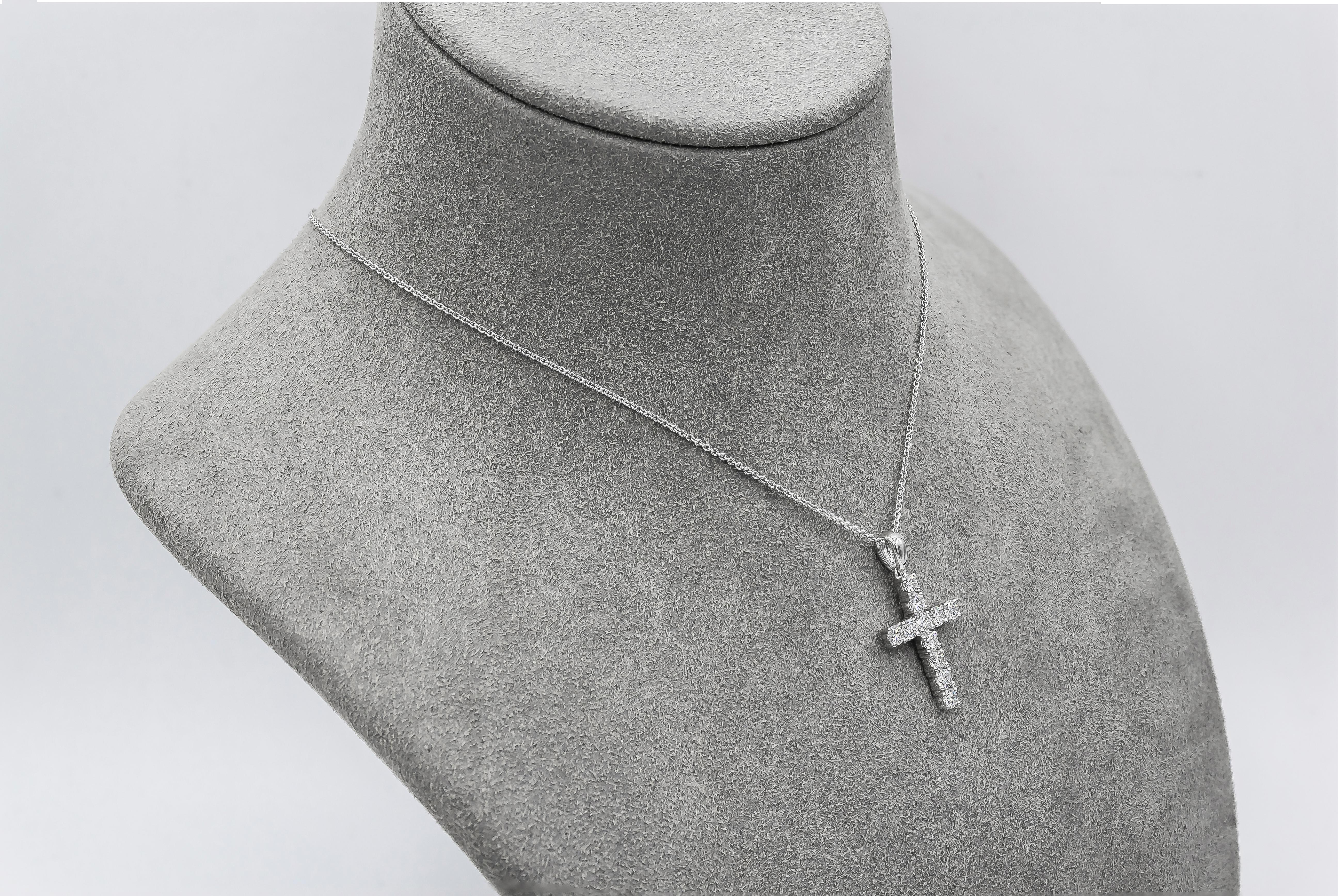 Women's Roman Malakov 1.05 Carats Total Brilliant Round Diamond Cross Pendant Necklace