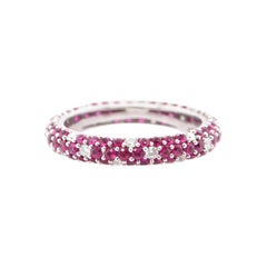 1.05 Carat Ruby and Diamond Band Ring Set in 18 Karat White Gold