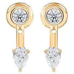 1.05 Carat SI Clarity HI Color Diamond Jacket Earrings 14 Karat Yellow Gold