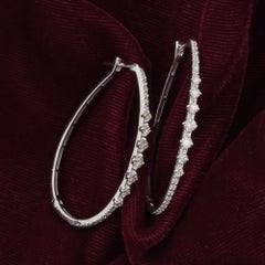 1.05 Carat SI Clarity HI Color Diamond Hoop Earrings 18K White Gold Jewelry Gift