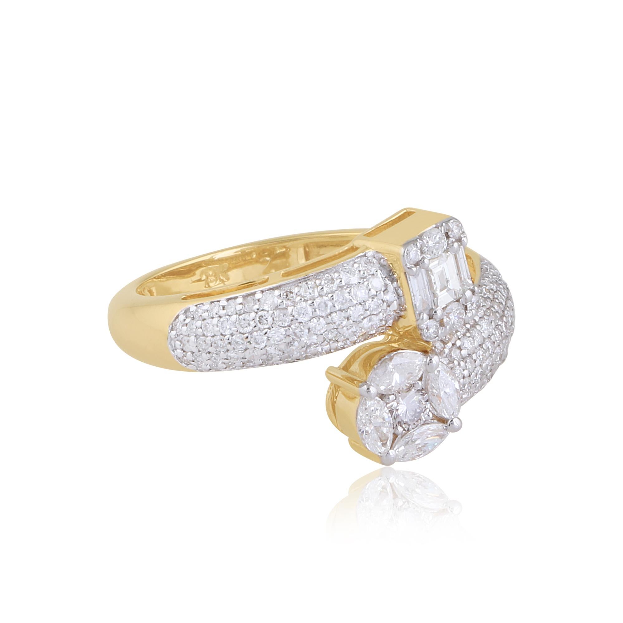 For Sale:  1.05 Carat SI Clarity HI Color Diamond Wrap Ring 18 Karat Yellow Gold Jewelry 2