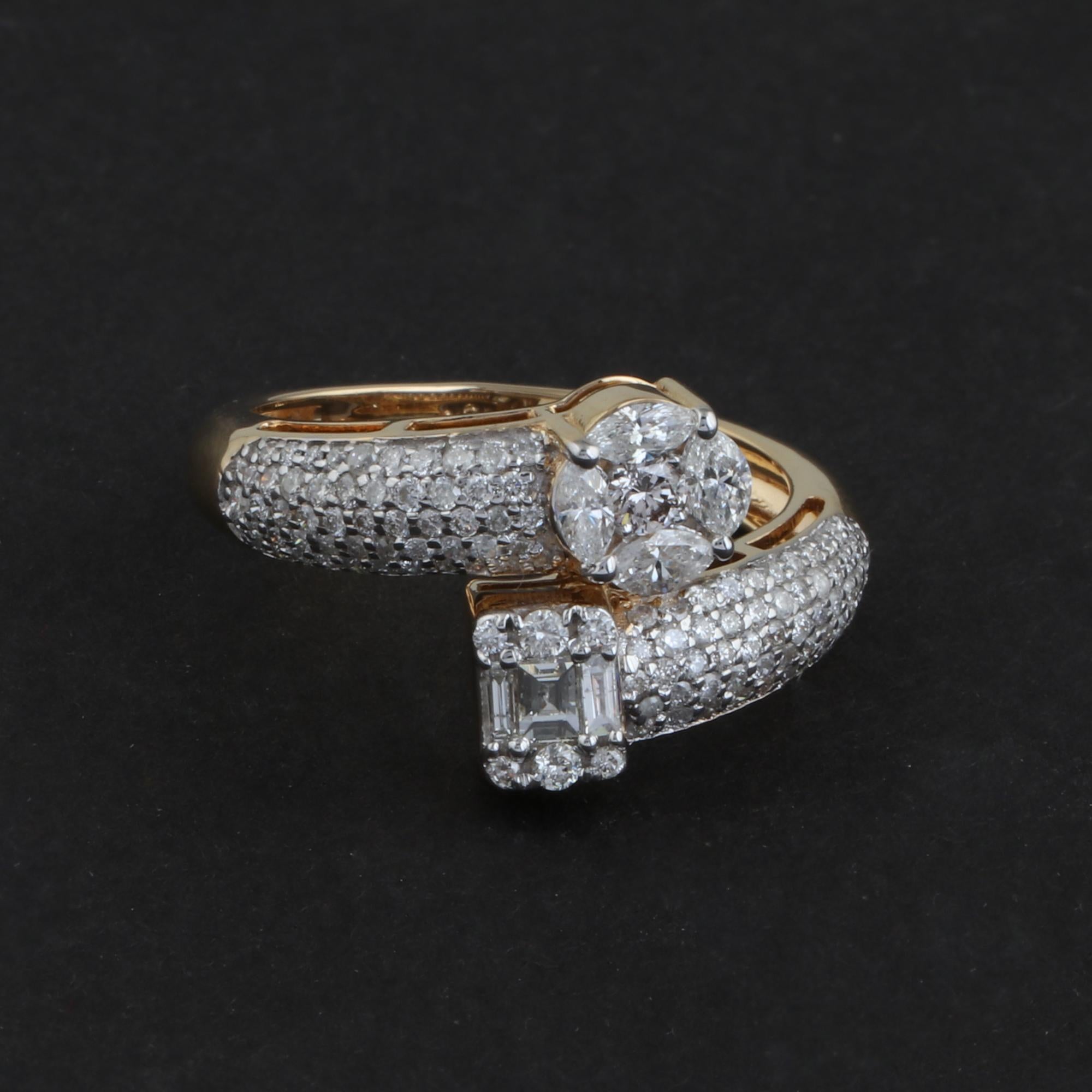 For Sale:  1.05 Carat SI Clarity HI Color Diamond Wrap Ring 18 Karat Yellow Gold Jewelry 5