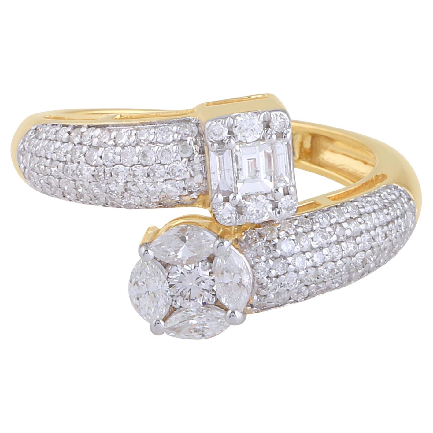 For Sale:  1.05 Carat SI Clarity HI Color Diamond Wrap Ring 18 Karat Yellow Gold Jewelry