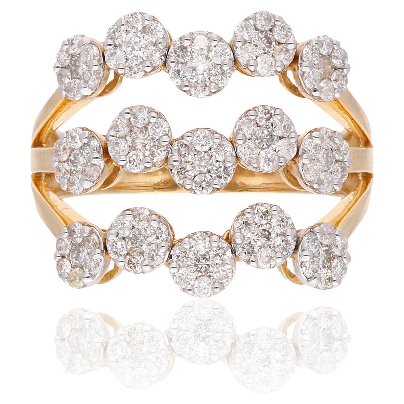 For Sale:  1.05 Carat SI Clarity HI Color Round Diamond Ring 18 Karat Yellow Gold Jewelry