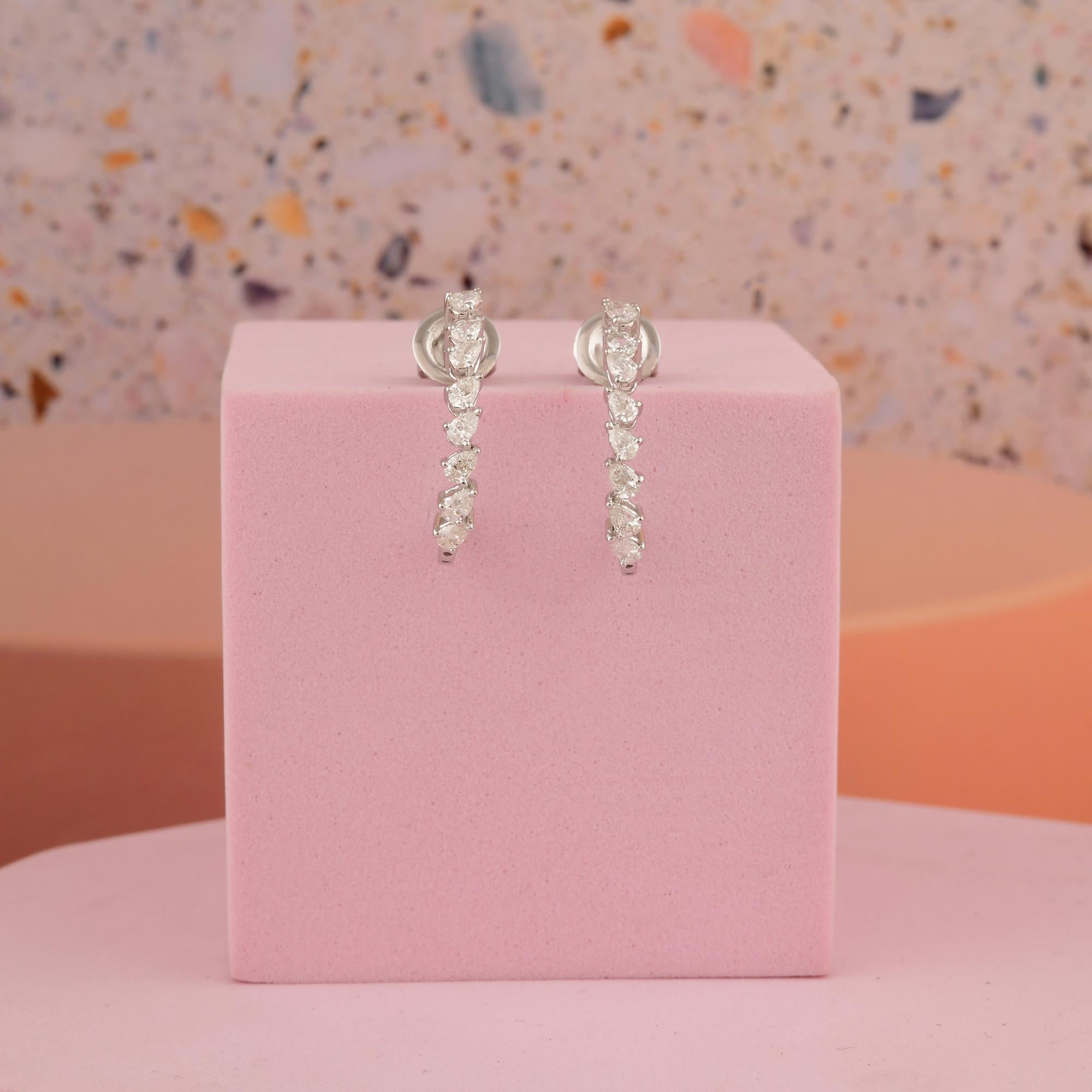 1,05 Karat SI/H Diamant-Creolen-Ohrringe aus 18 Karat Weißgold Handgefertigter Schmuck (Moderne) im Angebot