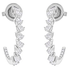 Créoles en or blanc 18 carats avec diamants de 1,05 carat SI/H