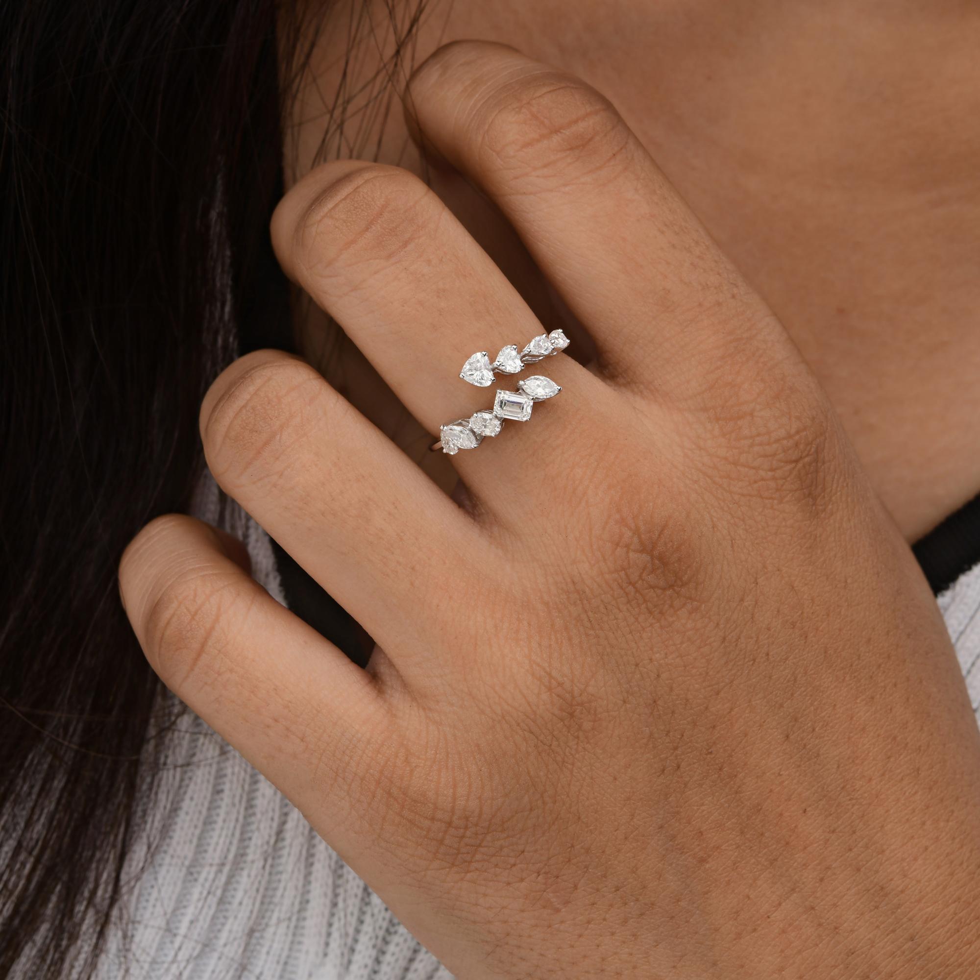 Heart Cut 1.05 Carat SI/H Multi Brilliant Cut Diamond Ring 14 Karat White Gold Jewelry For Sale