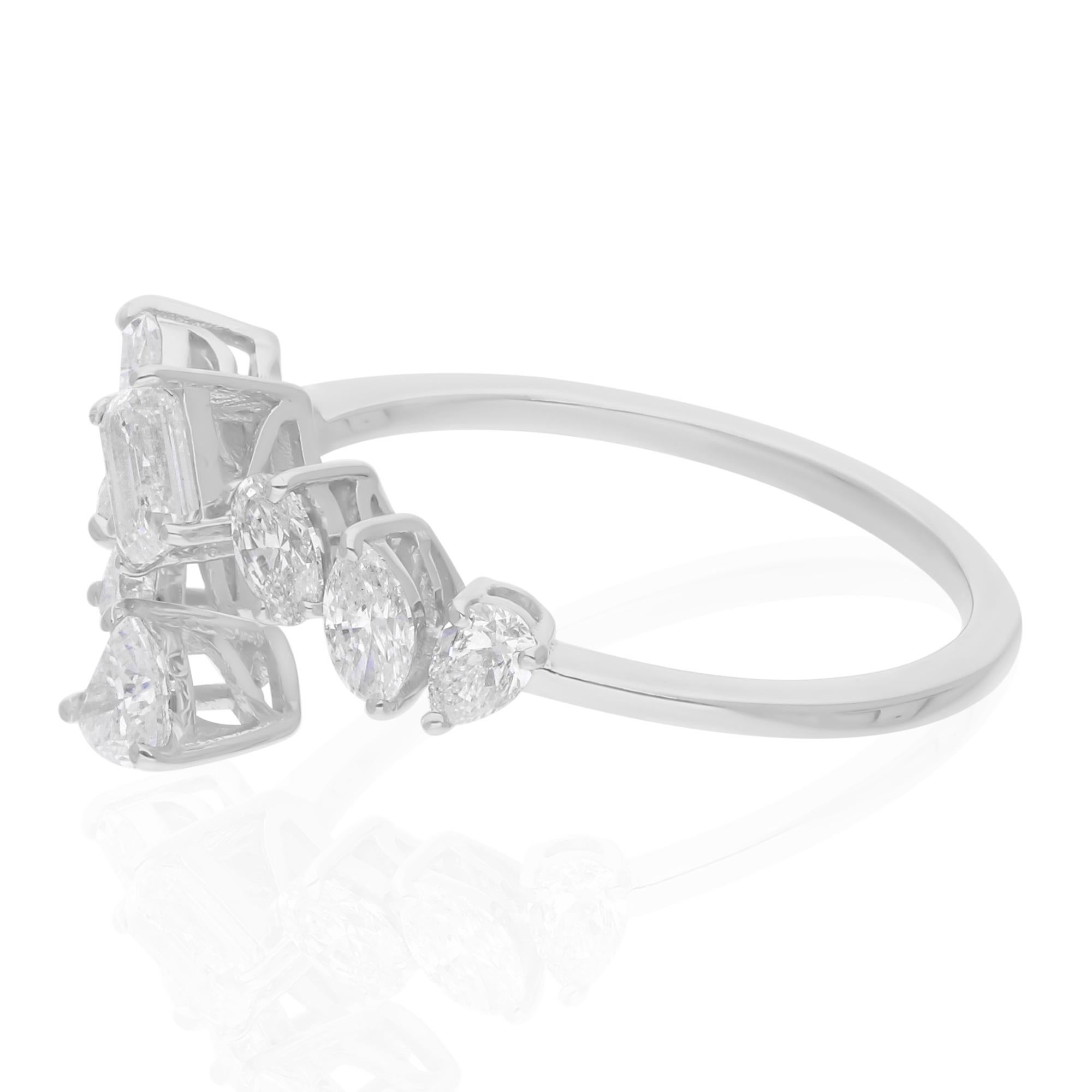 1.05 Carat SI/H Multi Brilliant Cut Diamond Ring 14 Karat White Gold Jewelry In New Condition For Sale In Diera, Dubai