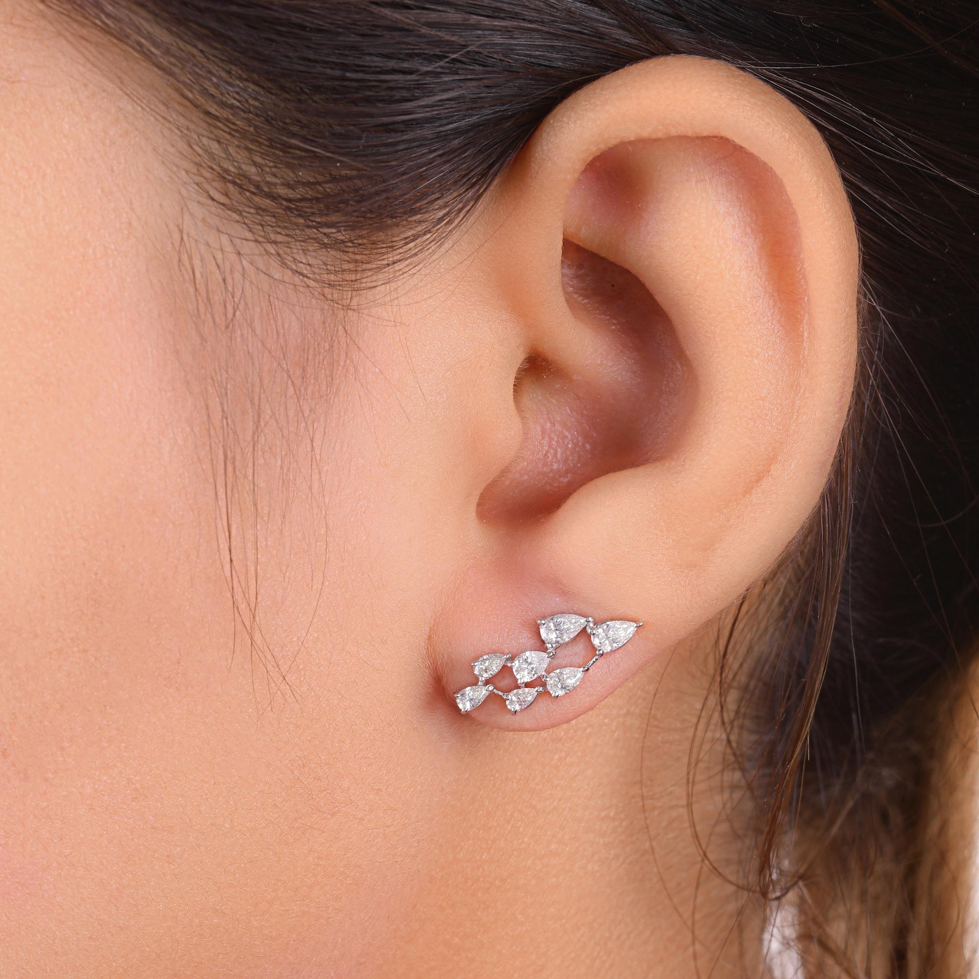 Pendientes de diamantes talla pera brillante SI/H de 1,05 quilates Joyas de oro blanco de 14 quilates Moderno en venta