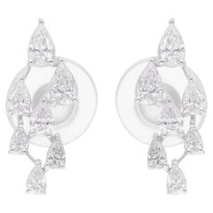 Pendientes de diamantes talla pera brillante SI/H de 1,05 quilates Joyas de oro blanco de 18 quilates
