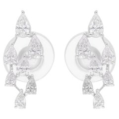 1.05 Carat SI/H Pear Brilliant Cut Diamond Earrings 18 Karat White Gold Jewelry
