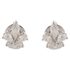 Boucles d'oreilles en or blanc 18 carats avec diamant poire marquise SI/HI de 1,05 carat