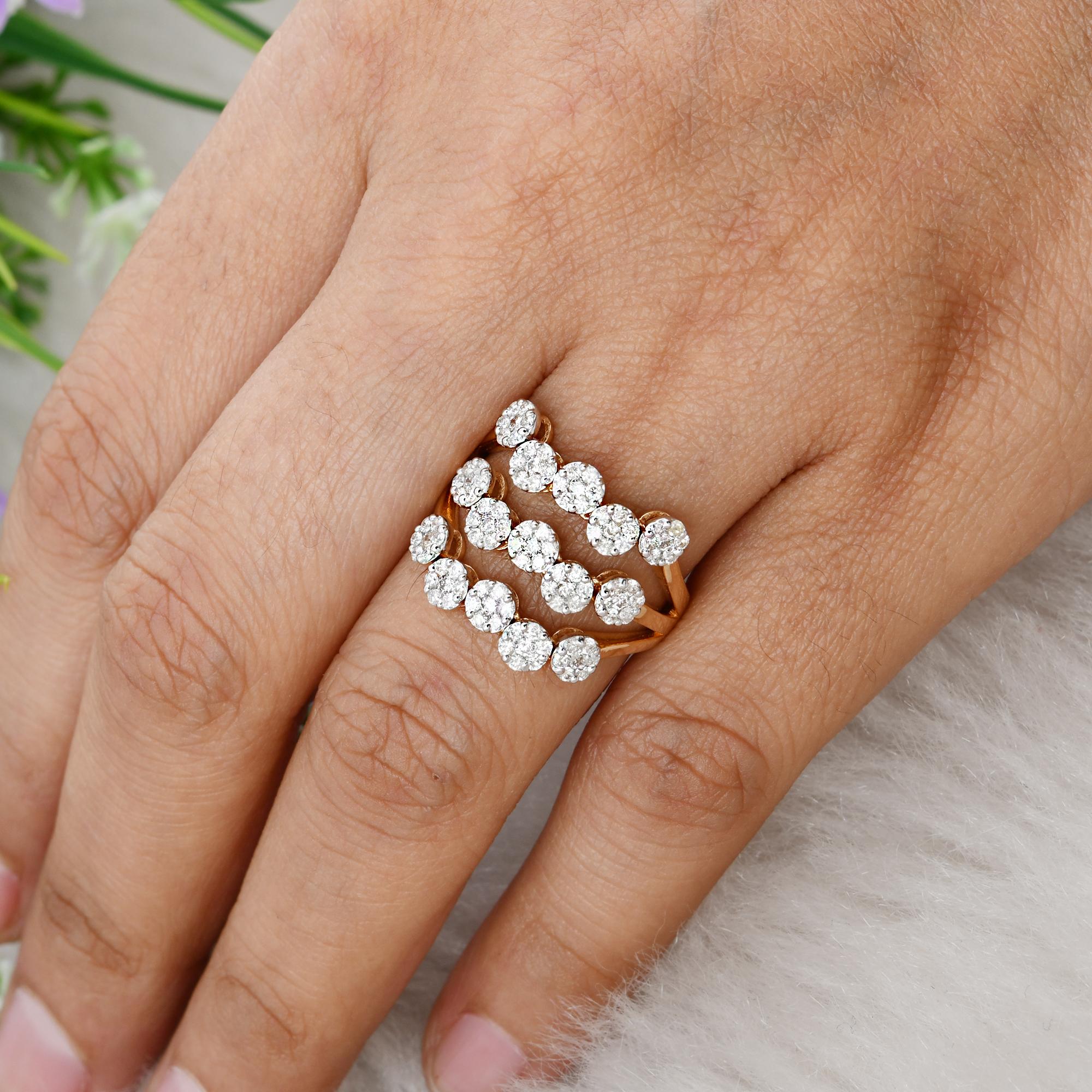 For Sale:  1.05 Carat SI/HI Round Diamond Triple Band Ring 18 Karat Yellow Gold Jewelry 4