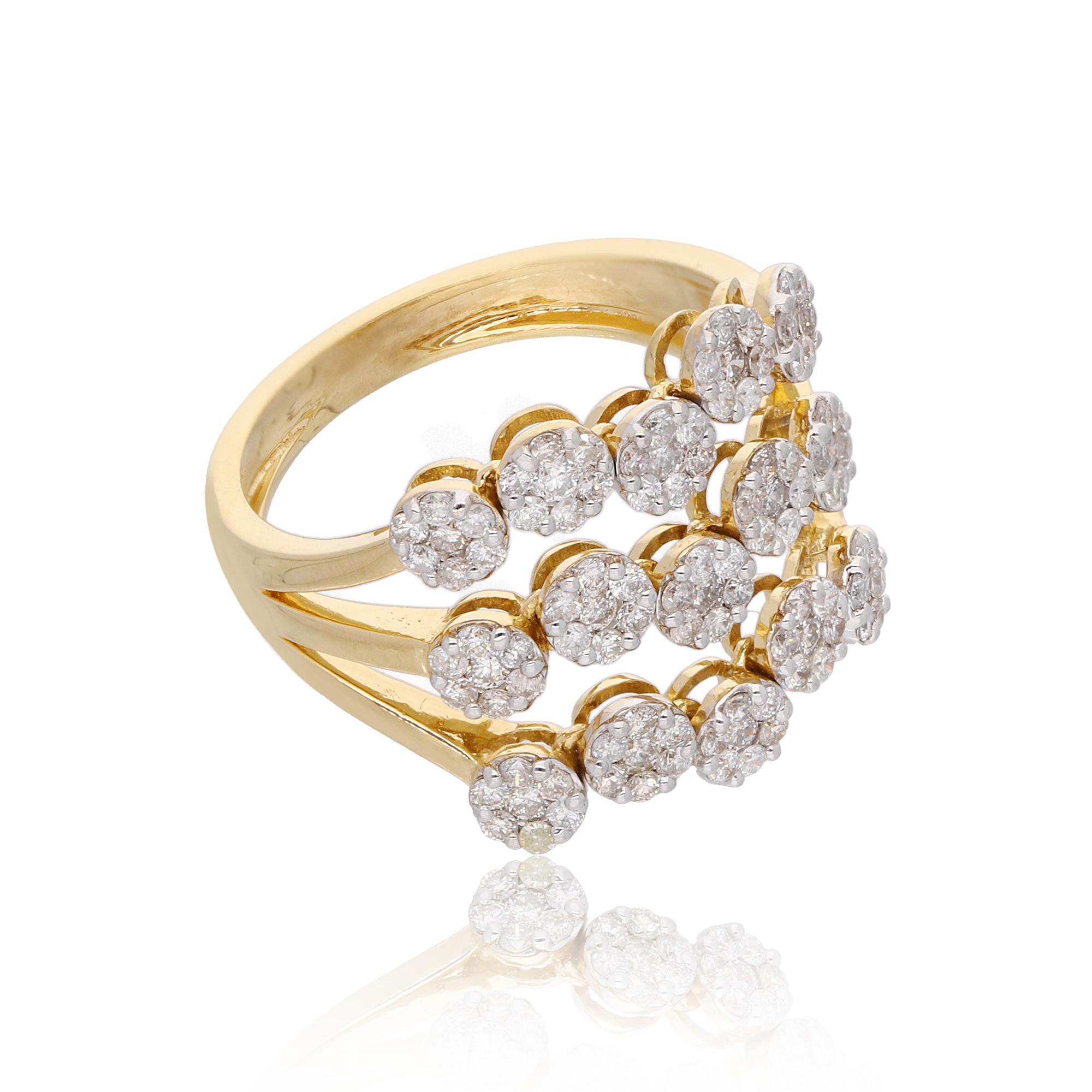 For Sale:  1.05 Carat SI/HI Round Diamond Triple Band Ring 18 Karat Yellow Gold Jewelry 5