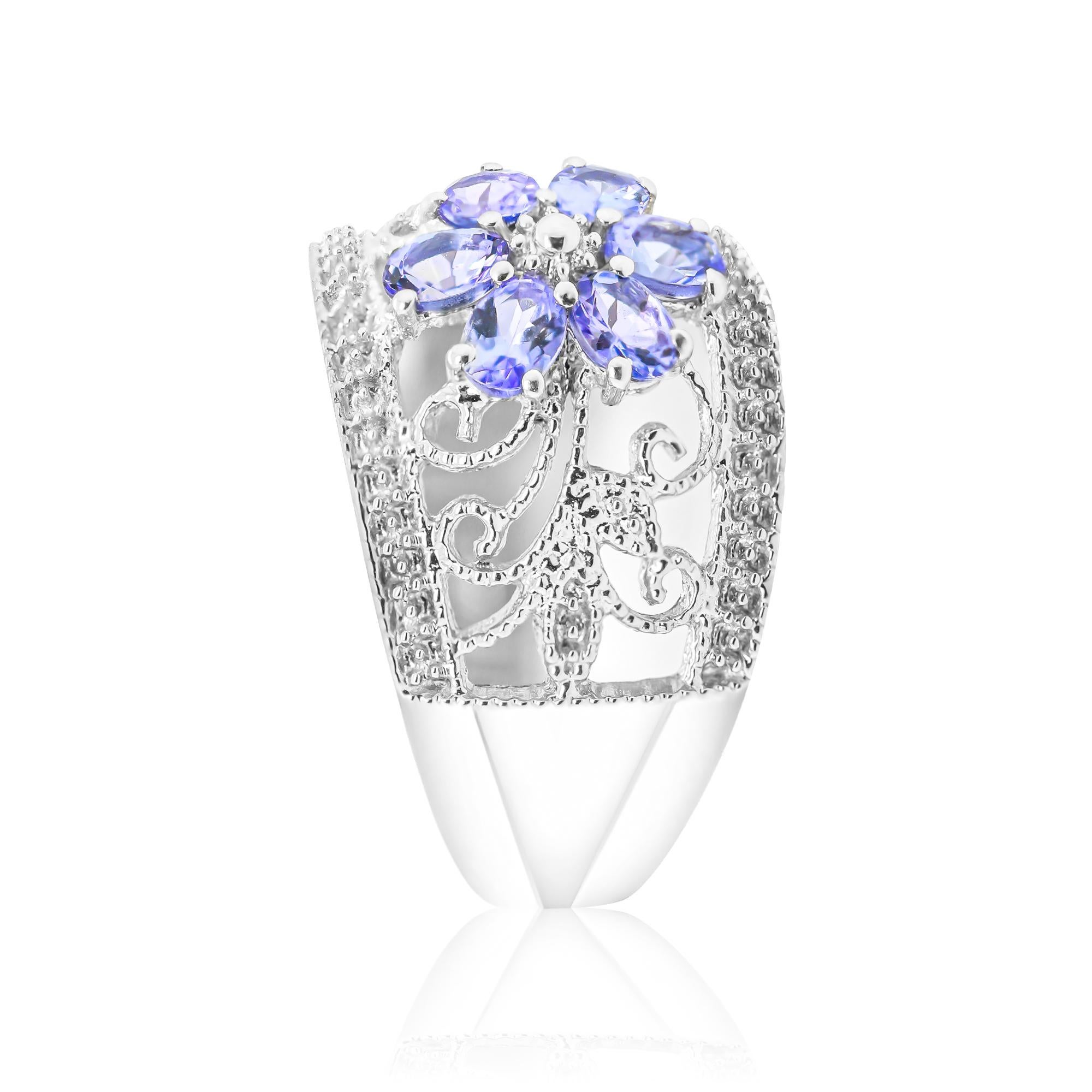 Stunning, timeless and classy eternity Unique ring. Decorate yourself in luxury with this Gin & Grace ring. This ring is made up of Pear-cut Prong Setting Tanzanite (6pcs) 1.05 Carat for a lovely design. This ring is weight 5.84 grams. The ring is