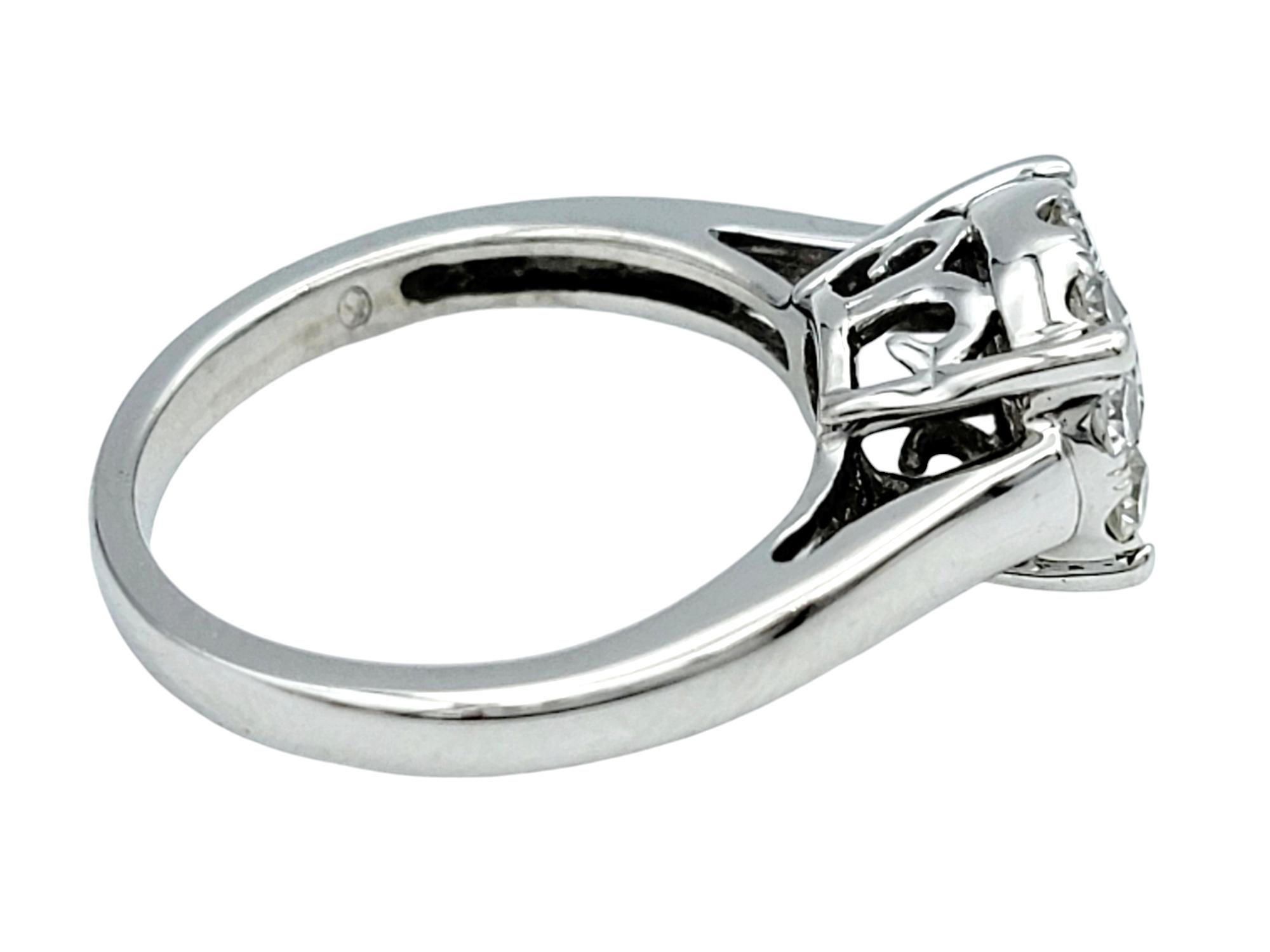 Round Cut 1.05 Carat Total Round Diamond Halo Engagement Ring in 14 Karat White Gold For Sale