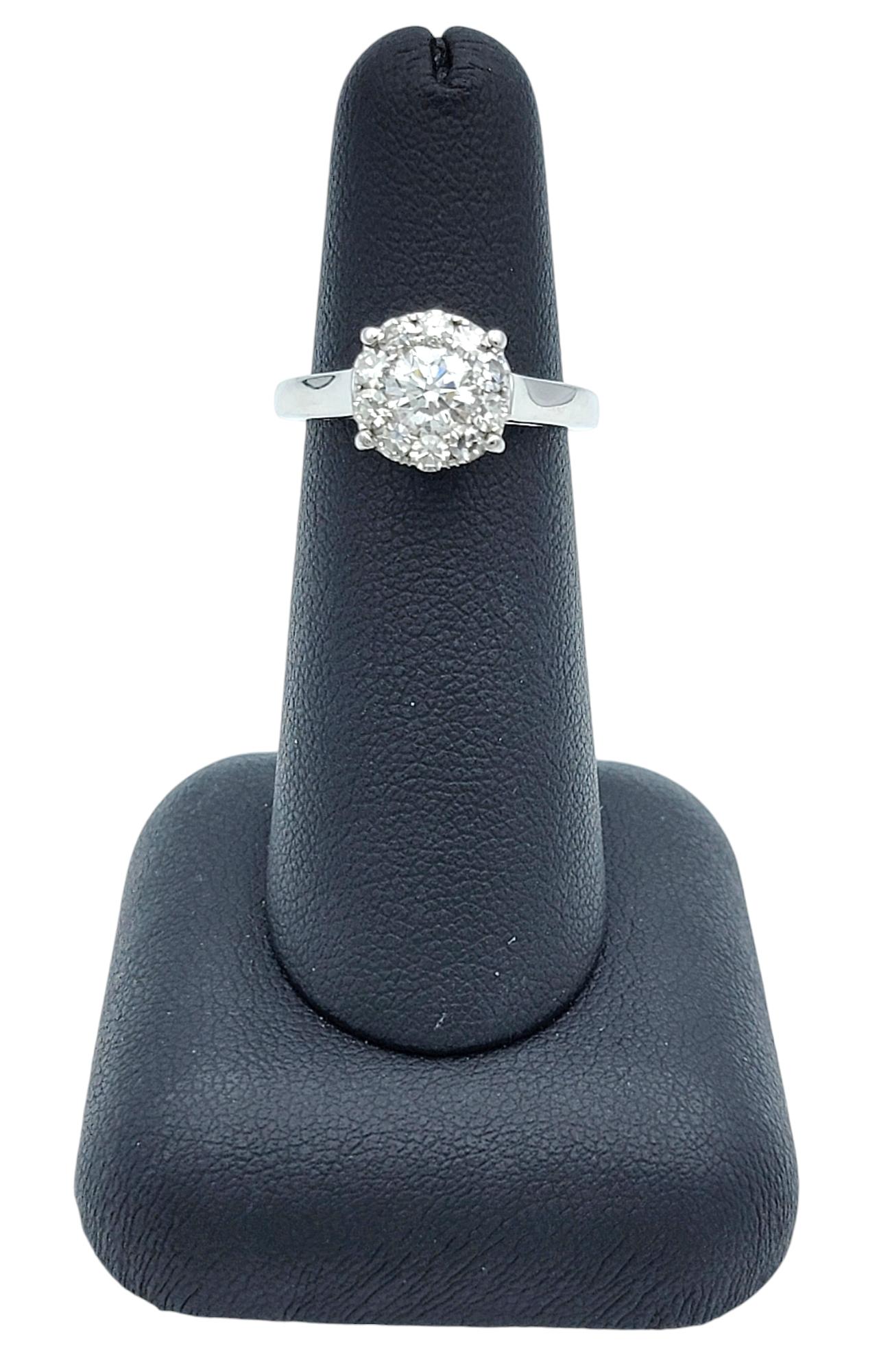 1.05 Carat Total Round Diamond Halo Engagement Ring in 14 Karat White Gold For Sale 3