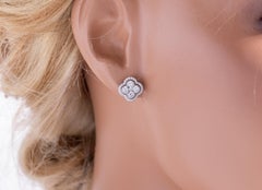 1.05 Carat Total Weight Diamond Clover Stud Earrings in 14k White Gold ref563