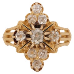 1,05 Karat Gesamtgewicht viktorianischer Diamant 14 Karat Gelbgold Verlobungsring