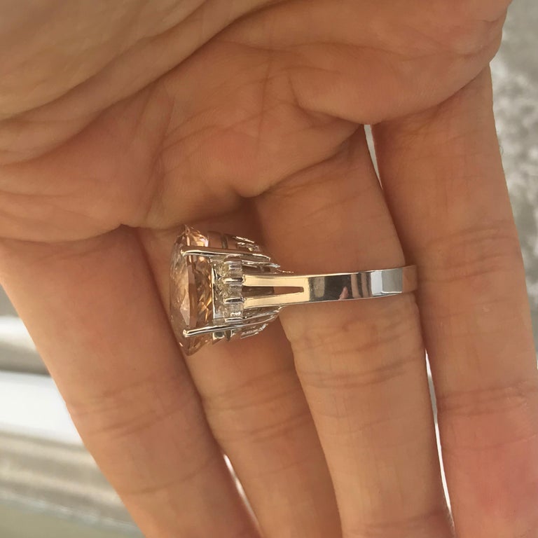 Men's 10.5 Carat Tw Approx Oval Peach Topaz and Diamond Ring, Ben Dannie For Sale
