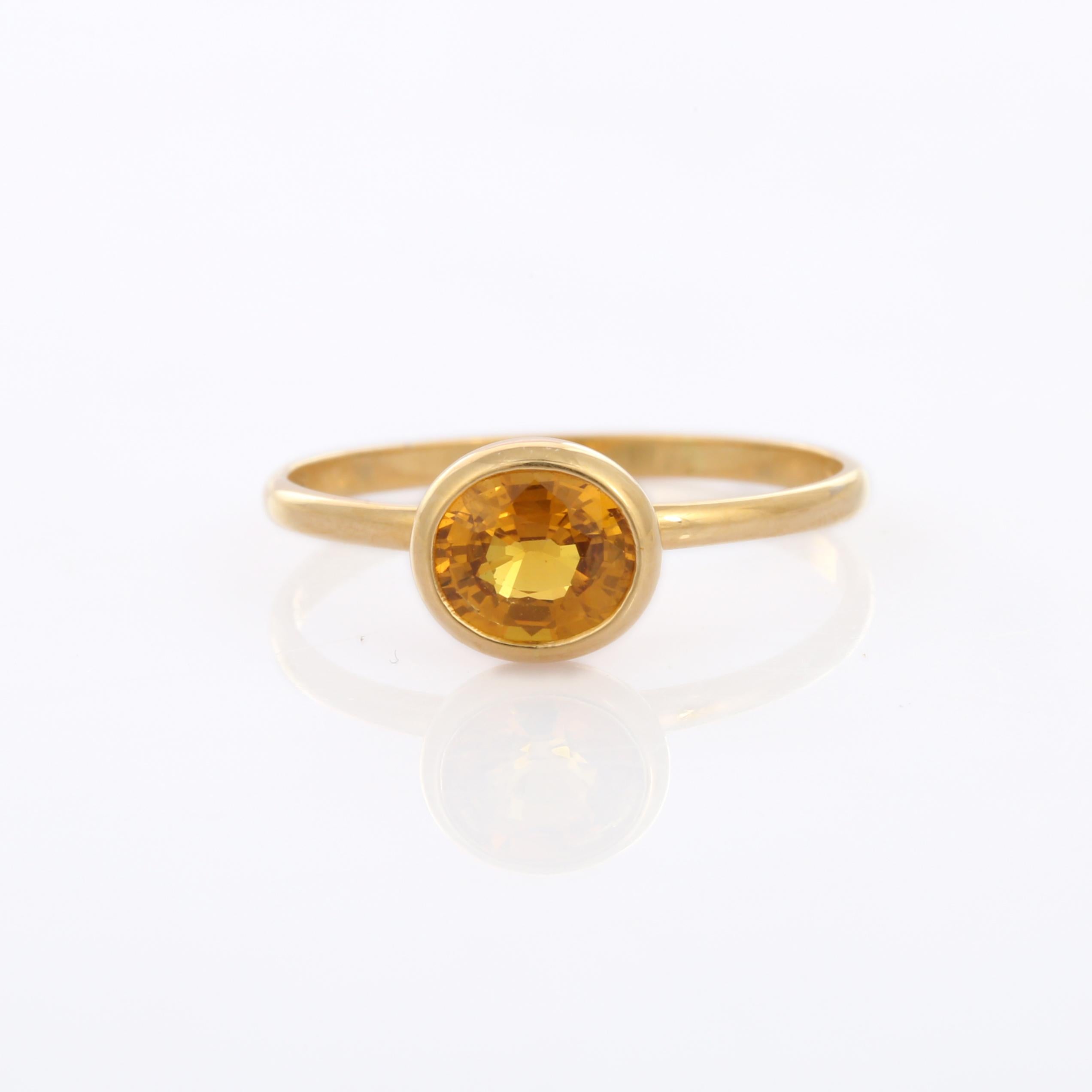 For Sale:  1.05 Carat Yellow Sapphire Solitaire Ring in 18K Yellow Gold 7