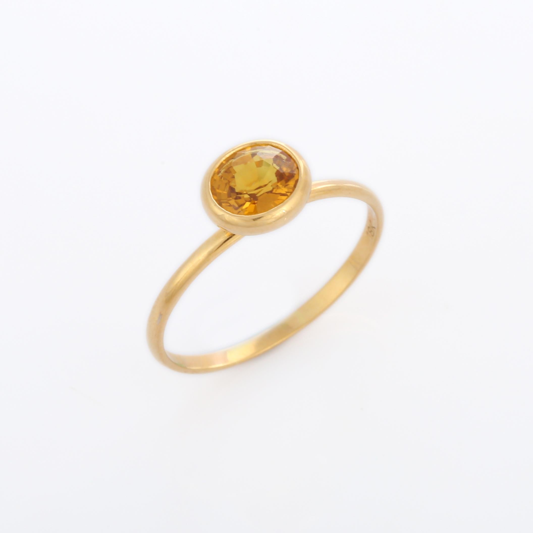 For Sale:  1.05 Carat Yellow Sapphire Solitaire Ring in 18K Yellow Gold 9