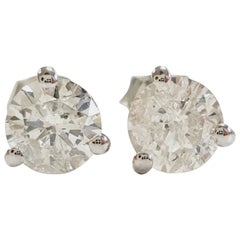 1.05 Carats Natural Diamond Round Studs White Gold 14 Karat