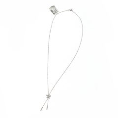 1.05 CT Diamond 18K White Gold Flower Drop Pendant Necklace