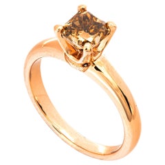 Bague en diamant jaune orangé marron fantaisie naturel de 1,05 carat VS1, prix de réserve