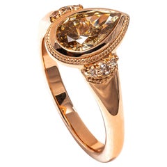 1.05 Ct Natural Fancy Yellow Brown Diamond Ring