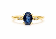 1.05 Ct Sapphire Diamond Solitiare Ring 14K Gold HI VS Diamond SapphireSolitiare