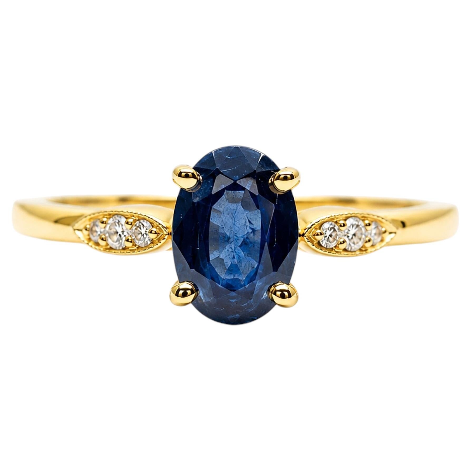 1,05-Karat-Saphir-Diamant-Solitaire-Ring aus 14-karätigem Gold, HI VS, Diamant-Saphir-Solitaire im Angebot