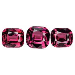 10.5 cts, Faceted rhodolite garnet cushion set the pair's