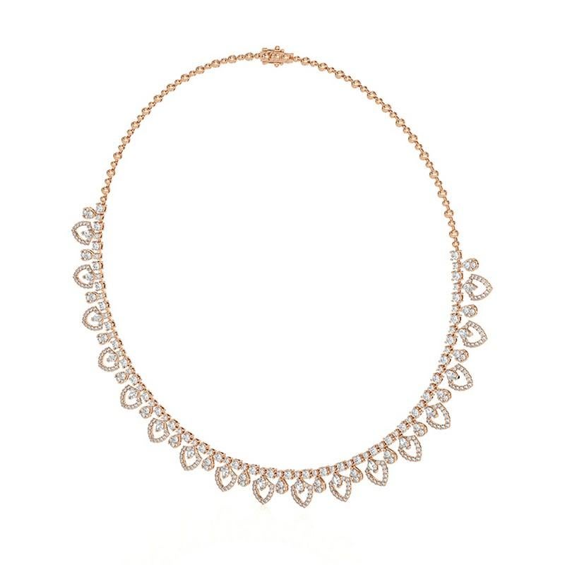 Moderno Collana con diamanti rotondi da 10,5 CTW della collezione Gazebo in oro rosa 14K in vendita
