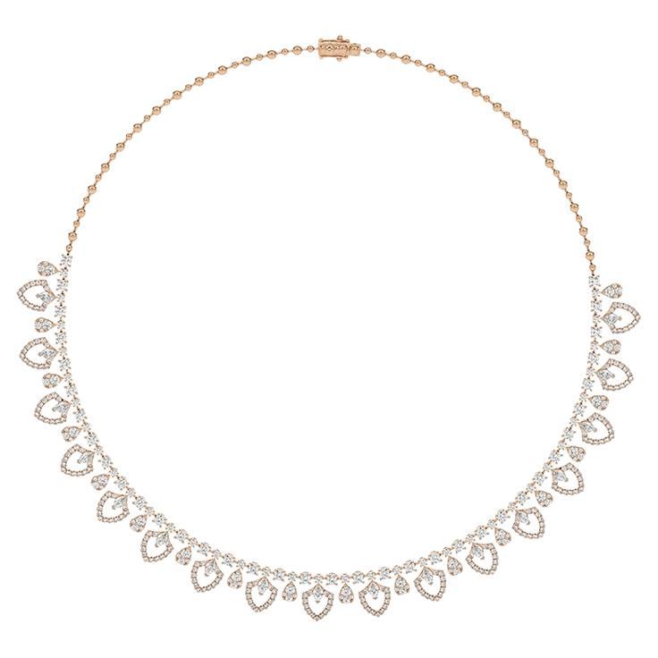 10.5 CTW round diamonds Gazebo collection Necklace in 14K rose gold